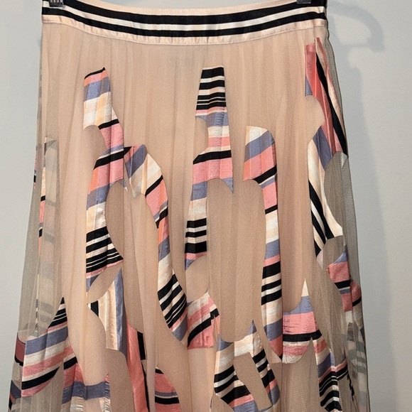 Anthropologie Mae NWT Pleated Tulle Midi Skirt Size Small Light Pink/Multi - Picture 5 of 13